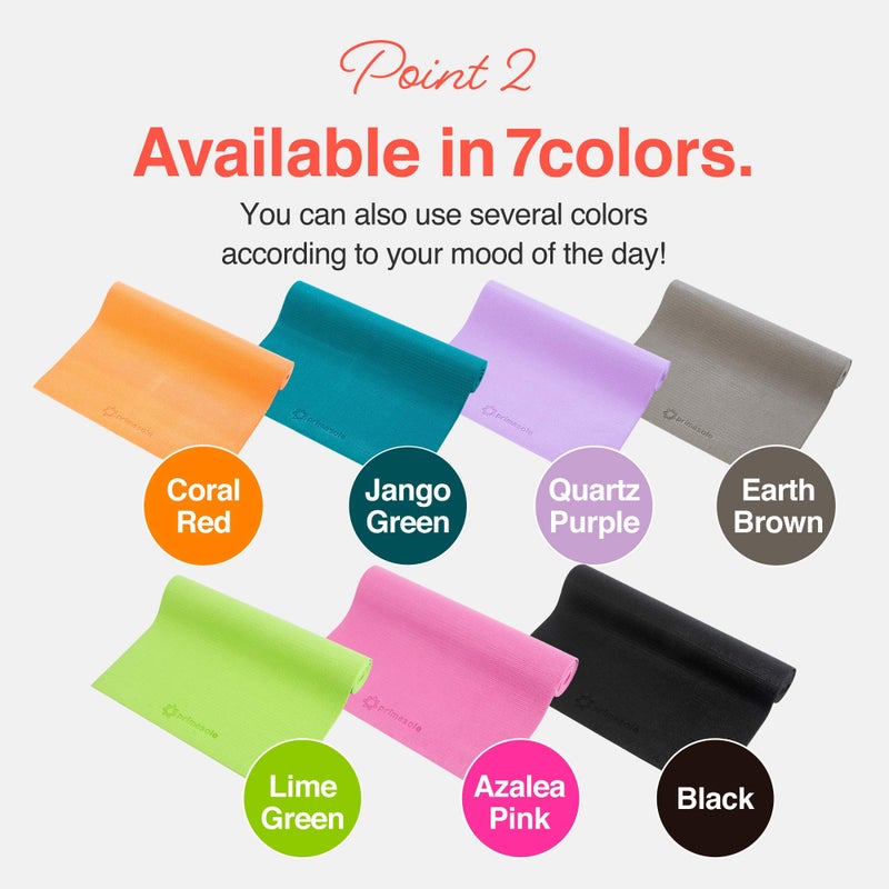 Primasole Yoga Mat with Carry Strap for Yoga Pilates Fitness and Floor Workout at Home and Gym 1/4 thick (Black Color) PSS91NH004A - Image 3